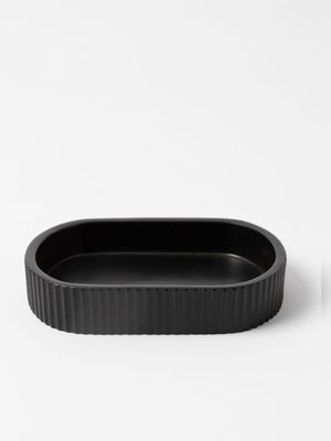 Soap Dish Fluted Black Resin