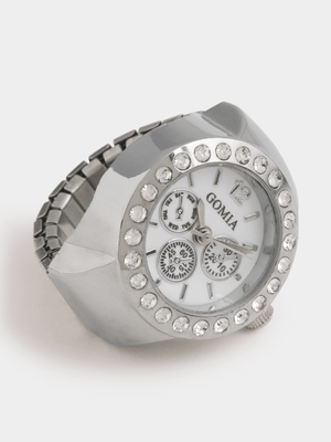 The FIX Women's Silver Diamante Watch Ring