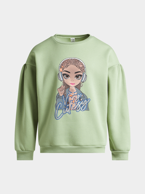 Jet Older Girls Green Active Top