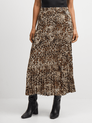 Exact Women's Animal Print Pleated Skirt