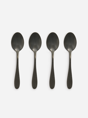 Jet Home Black 4 Piece Hammered Teaspoon Set