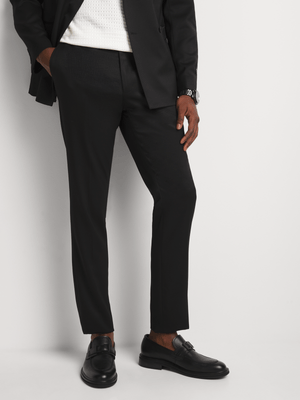 Markham Men's Skinny Matt/Shine Houndstooth Black Suit Trouser