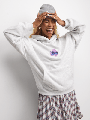 The FIX Women's Ice Grey Oversized Cherry Bomb Hoodie
