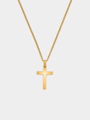 Stainless Steel Gold Plated Plain Shiny Cross Pendant