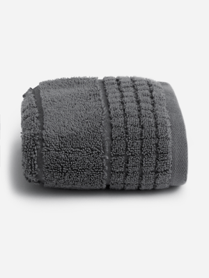 Jet Home Charcoal Jacquared Guest Towel