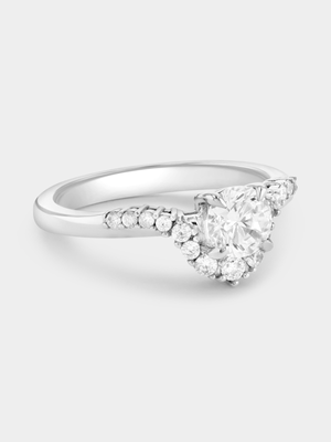 Sterling Silver Moissanite Round Semi-Halo Embrace Ring