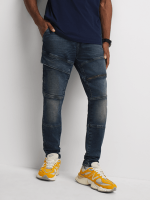 Redbat Men's Engineered Carrot Blue Wash Jeans