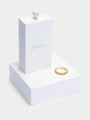 14ct Gold Plated Cubic Zirconia Pavé Blush Pink Enamel Ring