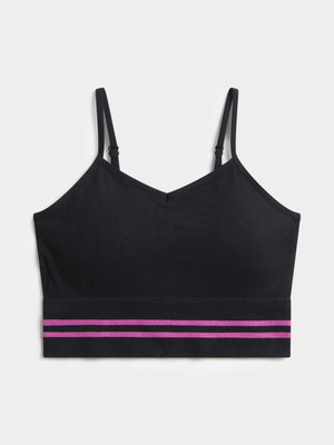 Jet Teen Girls Black Padded Longline Bra