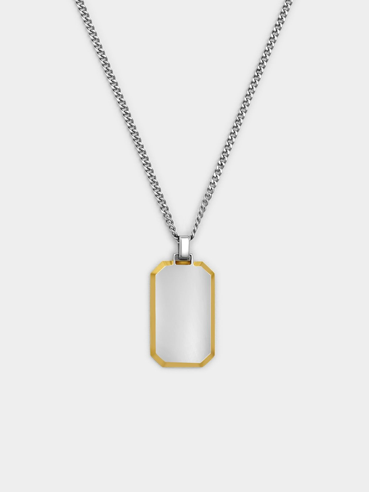 Stainless Steel Gold Plated Dog Tag Pendant \u0026 Chain