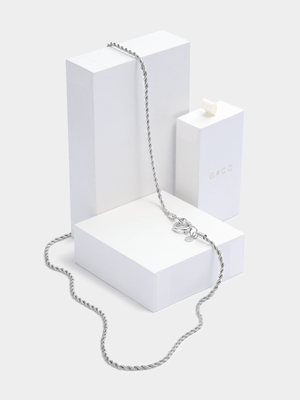 Rhodium Plated Rope Chain Necklace
