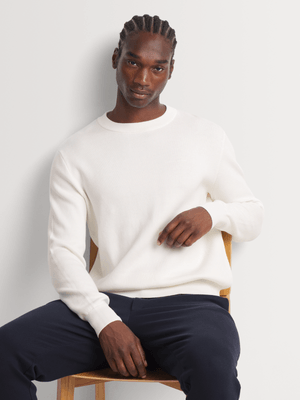 Men's Markham Crew Texture White Knitwear