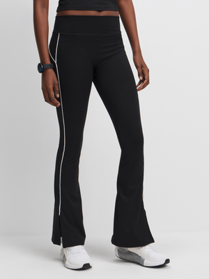 TS Womens Piped Flare Leg Black Pants