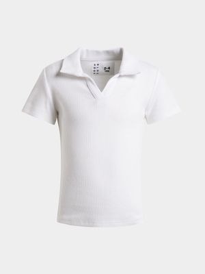 Younger Girls Rib Collar T-Shirt