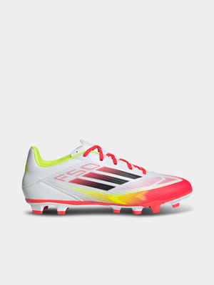 Mens adidas F50 Club FG/MG White/Black/Yellow Boots