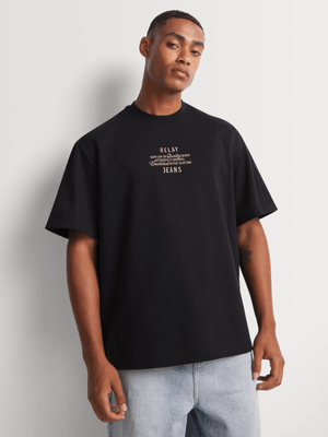 Men's Relay Jeans Boxy Signature Visionary Fleece Black Graphic T-Shirt