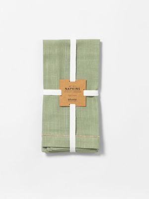 Gold Border Cotton Napkins 2 Pack Green