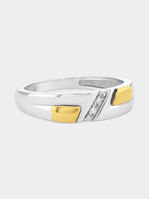 Yellow Gold & Sterling Silver Earth Grown Diamond Vertical Channel Ring