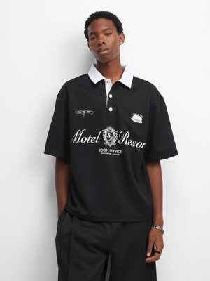 The FIX Men's Black Rugby Graphic Golfer