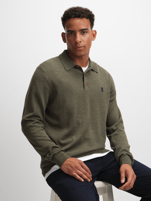 Men's  Pringle  Green Gary L/S Merino Golfer