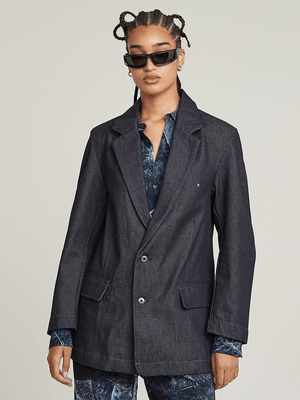 G-Star Women's Oversized Raw Denim Dark Blue Blazer