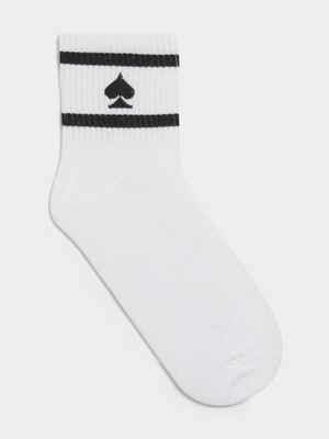 The FIX Unisex White & Black Spade Deck Of Cards Socks
