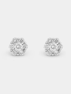 White Gold Lab Grown Diamond Women’s Cluster Stud Earrings