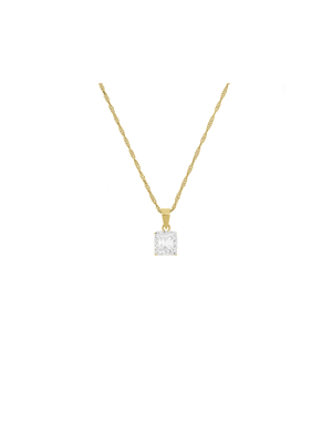 Yellow Gold & Sterling Silver Square Cubic Zirconia Halo on Chain