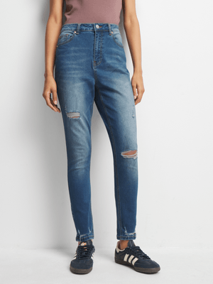 Redbat Women's Medium Wash High Rise Super Skinny Jeans