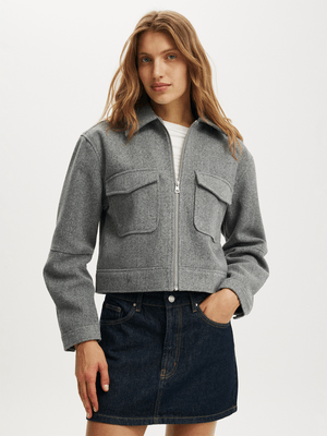 Women's Cotton On Grey Utility Felt Jacket