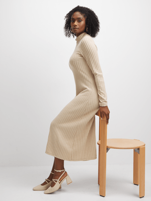 Exact Women's Natural Ribbed Dress