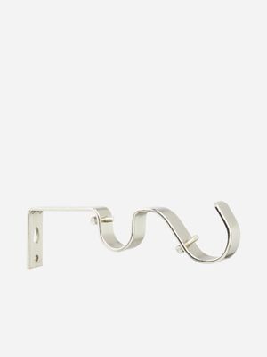 32/25mm Steel Double Curtain Rod Bracket Brushed Silver