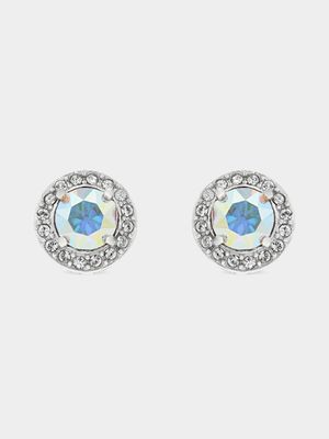 Sterling Silver Crystal Women's October Birthstone Stud Earrings