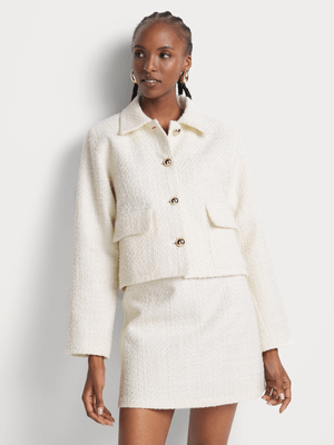 Boucle Collar Cropped Blazer