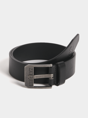 Relay Jeans Men's Embossed Black Belt