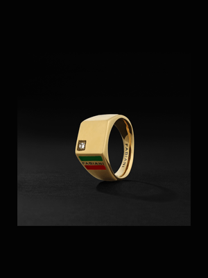 Fabiani Gold Tone Stainless Steel & Cubic Zirconia Milano Stripe Ring