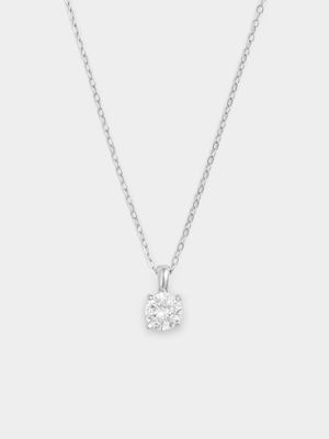 Sterling Silver Cubic Zirconia Round Solitaire Pendant