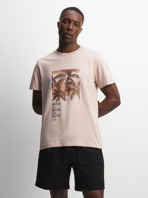 Exact Men's Natural Graphic Print T-Shirt