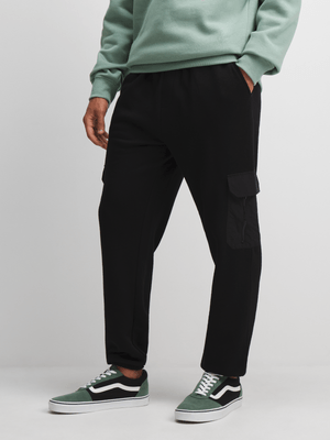 TS Mens Cargo Fleece Black Jogger