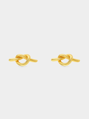 Gold Plated Sterling Silver Love Knot Stud Earrings