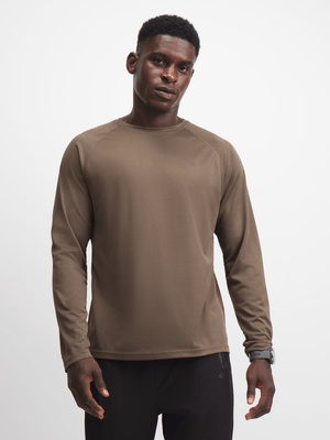 TS Mens Basic Performance Long Sleeve Taupe Tee