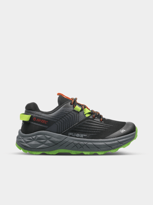 Hi-Tec Junior Grade-School Fuse Trail Charcoal/Lime/Orange Trail Running Shoes