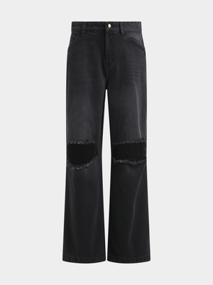 Jet Teen Girls Grey Knee Rip Wide Leg Jeans