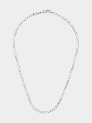 Stainless Steel Cubic Zirconia Tennis Necklace