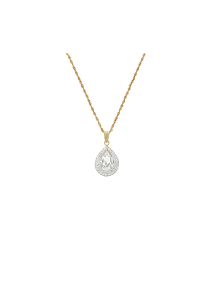 Yellow Gold & Sterling Silver Pear Cut Crystal Pendant on Chain