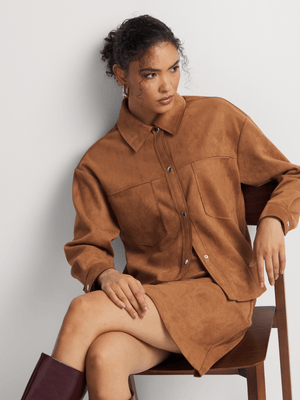 Short Faux Suede Shacket