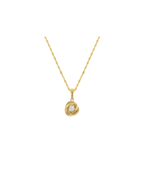 Yellow Gold & Sterling Silver Cubic Zirconia Flower Pendant on  Chain