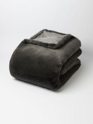 Super Plush Faux Fur Blanket Charcoal 150x200