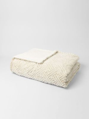 Criss Cross Sheepskin Blanket Milk 150x200