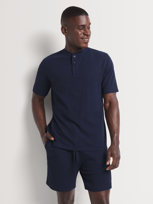 Men's Markham Short Sleeve Waffle Navy Sleepwear Top